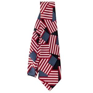 Rene Chagal Tie Mens Hand Made American Flag Patriotic Classic Vintage Polyester